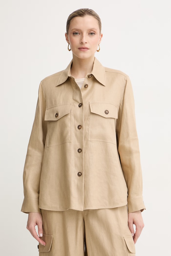 Куртка-сорочка жіноча лляна Weekend Max Mara колір бежевий