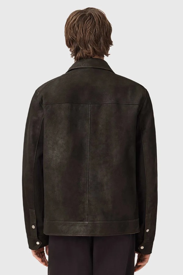 Замшева куртка AllSaints колір сірий