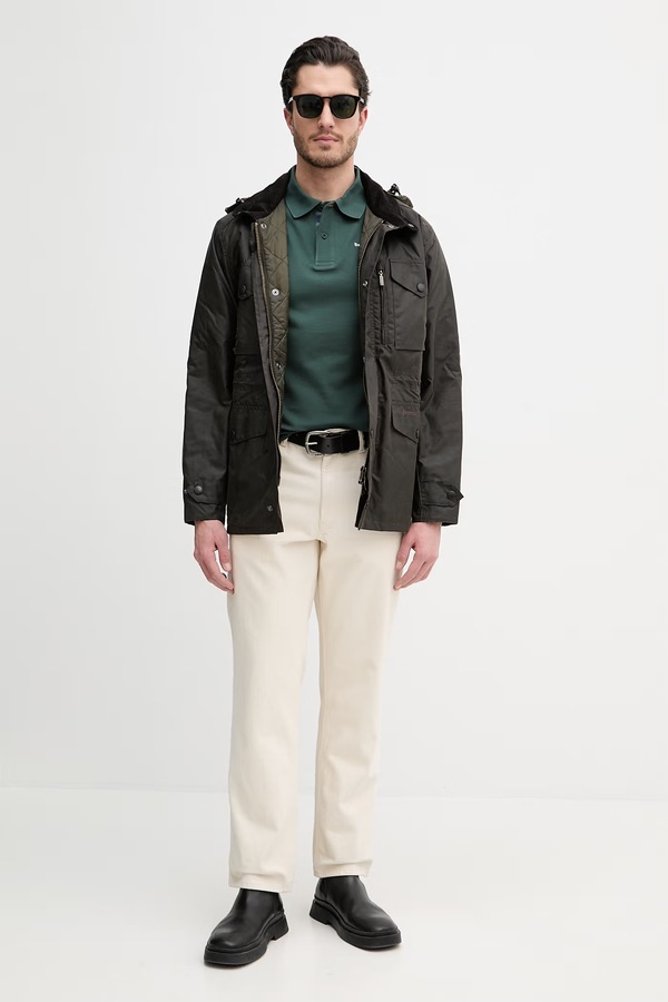 Бавовняна куртка Barbour Sapper колір зелений