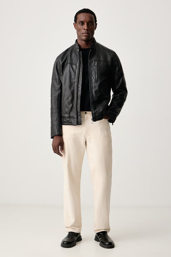 Демисезонная куртка мужская кожаная Trussardi цвет черный