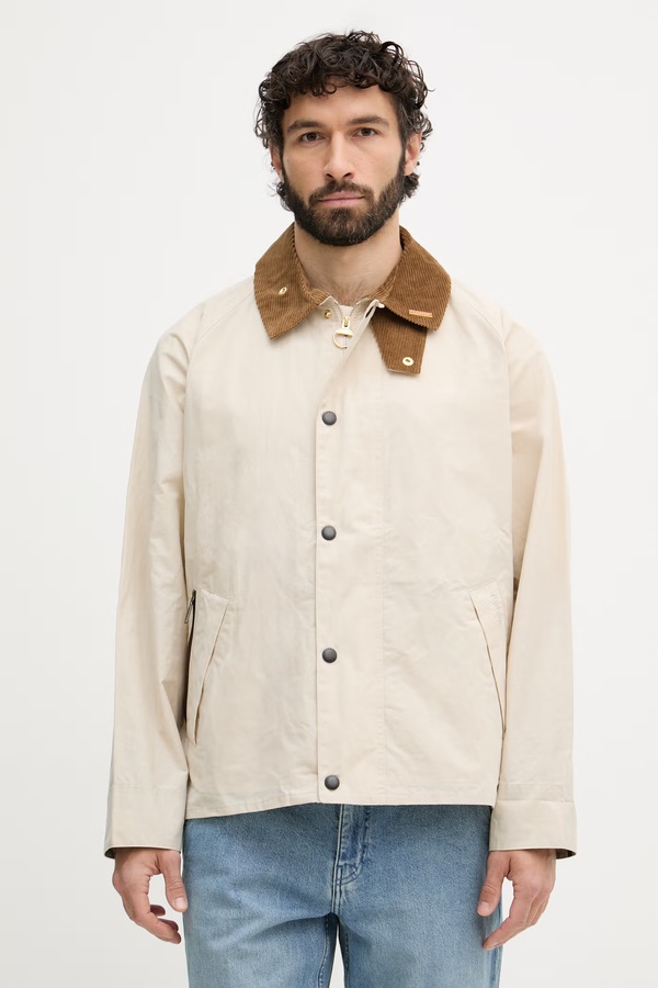 Коротка куртка чоловіча з бавовною Barbour Icons колір бежевий