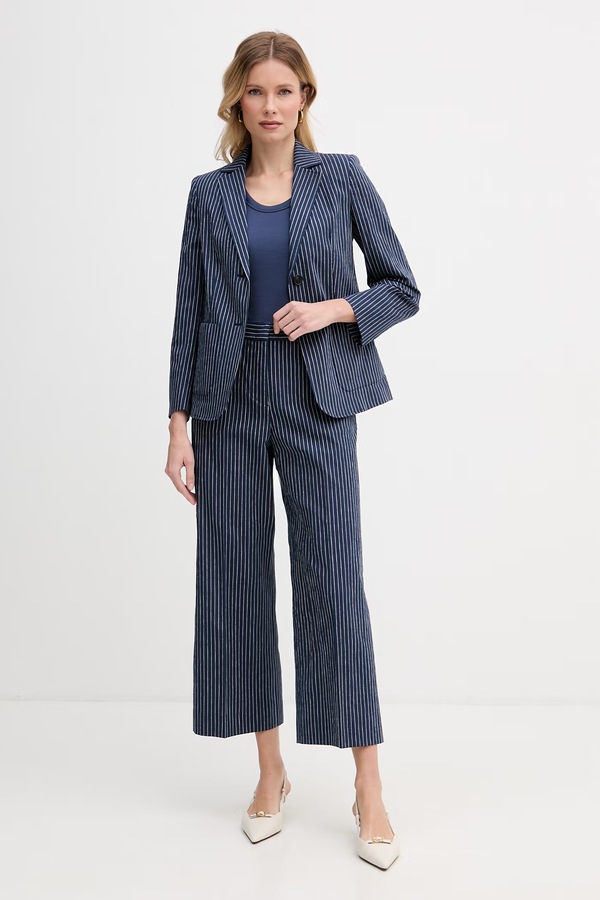Однобортний піджак жіночий з бавовною Weekend Max Mara ALETTA колір темно-синій
