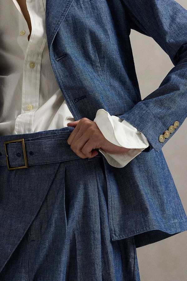 Піджак жіночий бавовняний Polo Ralph Lauren колір блакитний фото 4