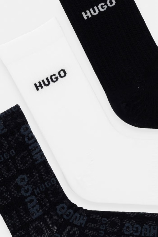 Шкарпетки HUGO 3P QS LOGO PIQUET CC 3-pack колір чорний