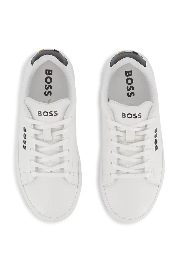 Кросівки дитячі шкіряні BOSS колір білий фото 4