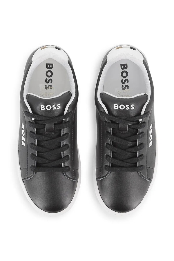 Кросівки дитячі шкіряні BOSS колір чорний фото 4