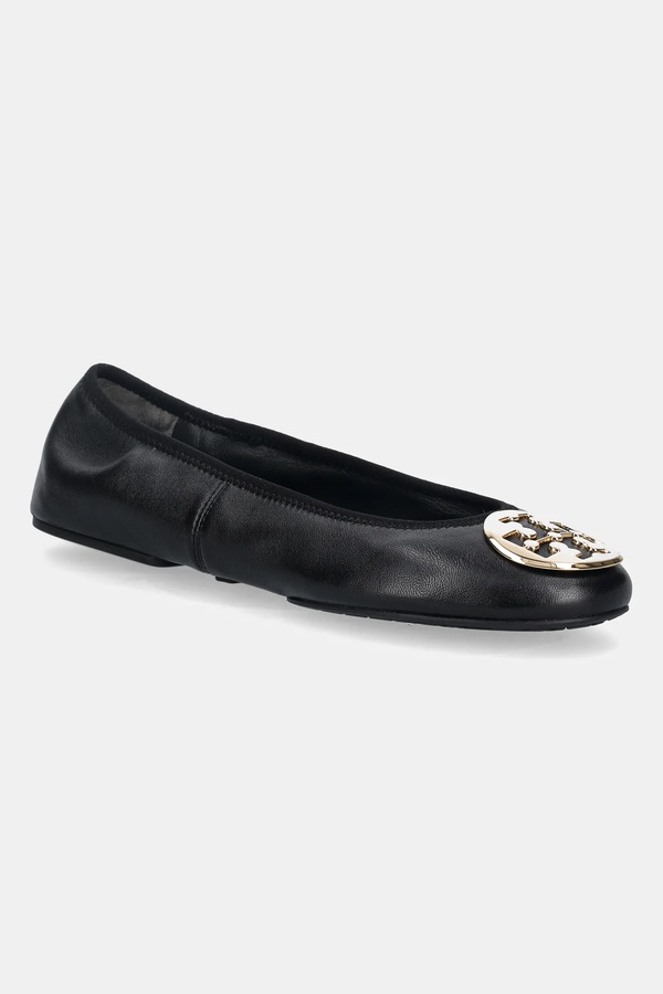 Шкіряні балетки Tory Burch Reva Travel Ballet колір чорний