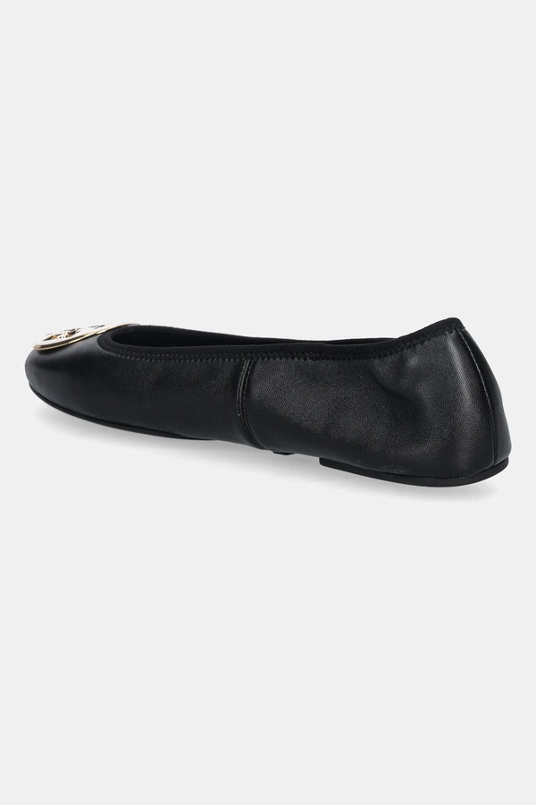 Кожаные балетки Tory Burch Reva Travel Ballet цвет черный фото 2