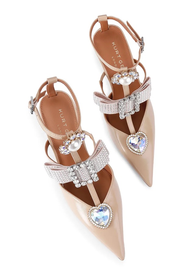 Шкіряні туфлі Kurt Geiger London Bow Point Gladiator Court колір бежевий