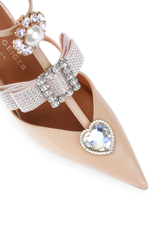 Шкіряні туфлі Kurt Geiger London Bow Point Gladiator Court колір бежевий фото 2