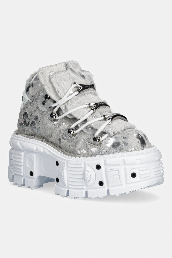 Шкіряні кросівки New Rock PELO CALVAS BLANCO PLATA, TANK BLANCO TORN колір білий
