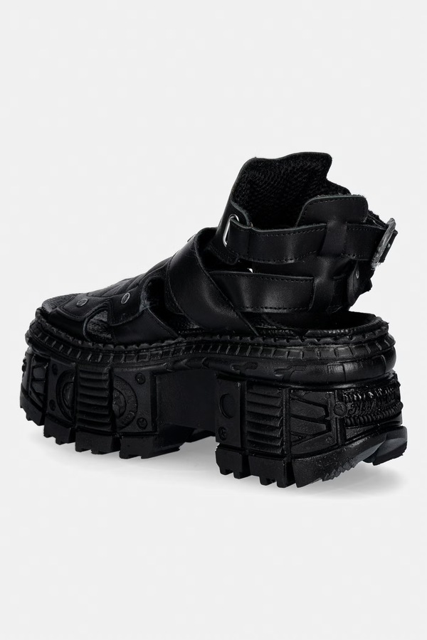 Босоніжки жіночі шкіряні New Rock ITALI NEGRO, TANK CASCO NEGRO PIN LATERA колір чорний фото 2