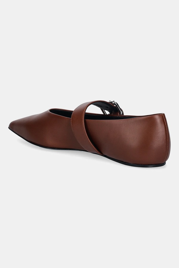 Шкіряні балетки Weekend Max Mara Wkagel колір коричневий фото 2