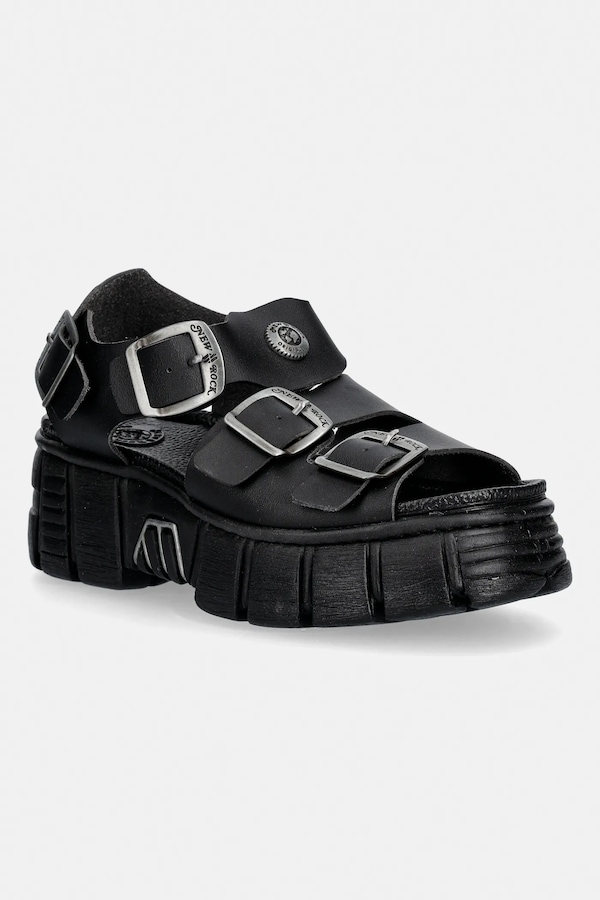 Сандалі New Rock VEGAN NEGRO GRUESO, TOWER CASCO NEGRO LAT колір чорний