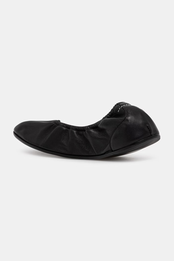 Шкіряні балетки MM6 Maison Margiela колір чорний фото 3