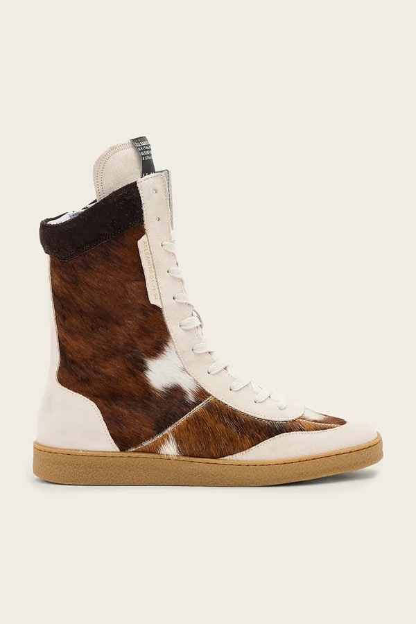 Шкіряні кросівки AllSaints Louise High Top колір бежевий