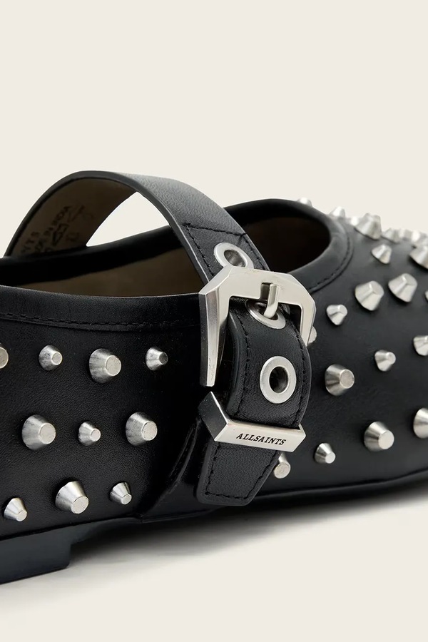 Шкіряні балетки AllSaints Sabine Stud Shoe колір чорний фото 4