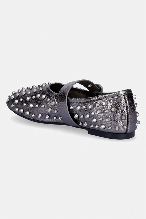 Шкіряні балетки AllSaints Sabine Stud Shoe колір срібний фото 2