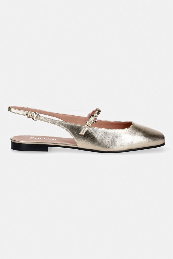 Кожаные балетки Pollini цвет золотой