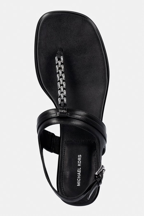 Босоніжки пласкі жіночі шкіряні MICHAEL Michael Kors Marcia Thong Sandal колір чорний фото 4