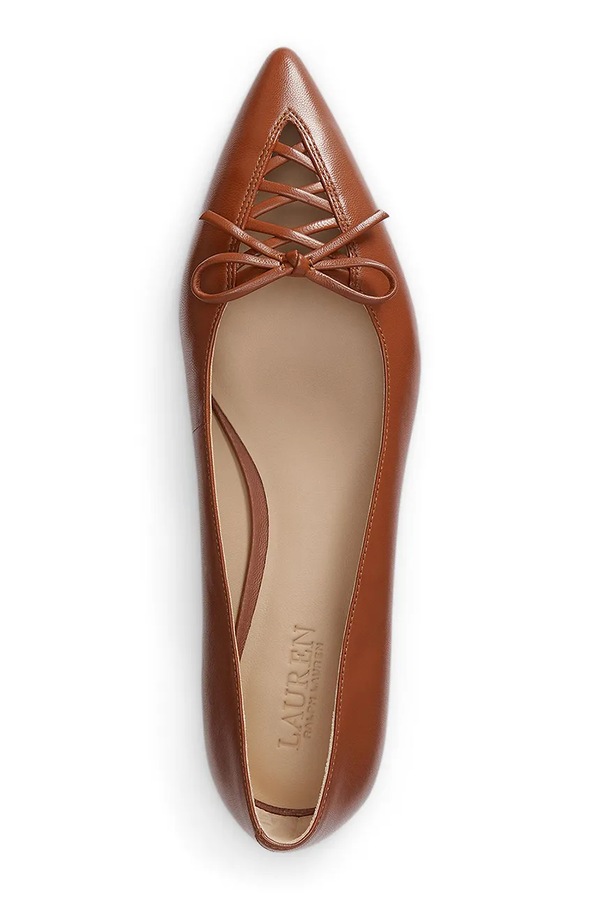 Балетки шкіряні Lauren Ralph Lauren Londyn Lace Up колір коричневий фото 2