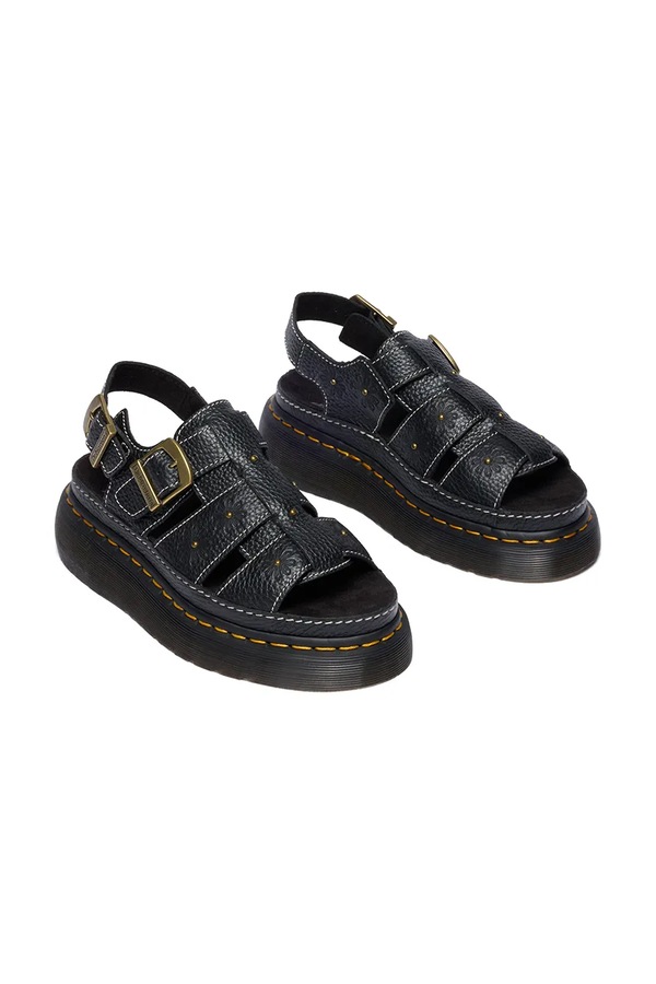 Босоніжки на платформі жіночі шкіряні Dr. Martens Wrenlie колір чорний фото 2