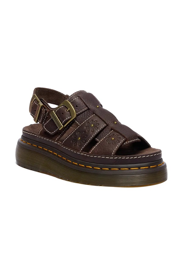 Босоножки на платформе женские кожаные Dr. Martens Wrenlie цвет коричневый
