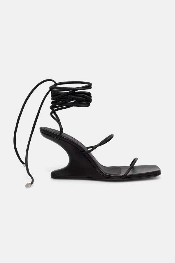 Босоножки на танкетке кожаные Rick Owens Lilies Cantilever 8 цвет черный