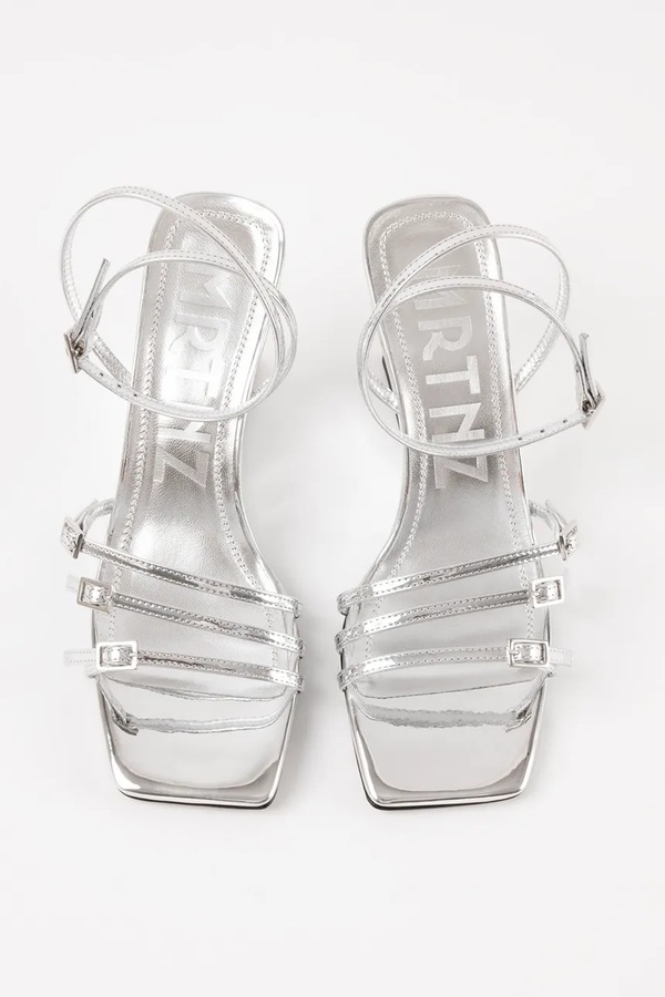 Босоножки на танкетке кожаные Souliers Martinez EDEN цвет серебряный