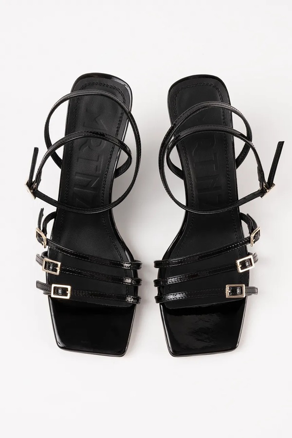Босоніжки на танкетці шкіряні Souliers Martinez EDEN колір чорний
