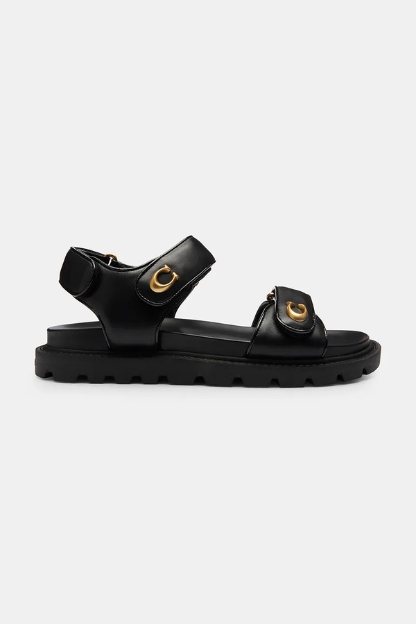 Босоніжки жіночі шкіряні Coach Brynn Leather Sandal колір чорний