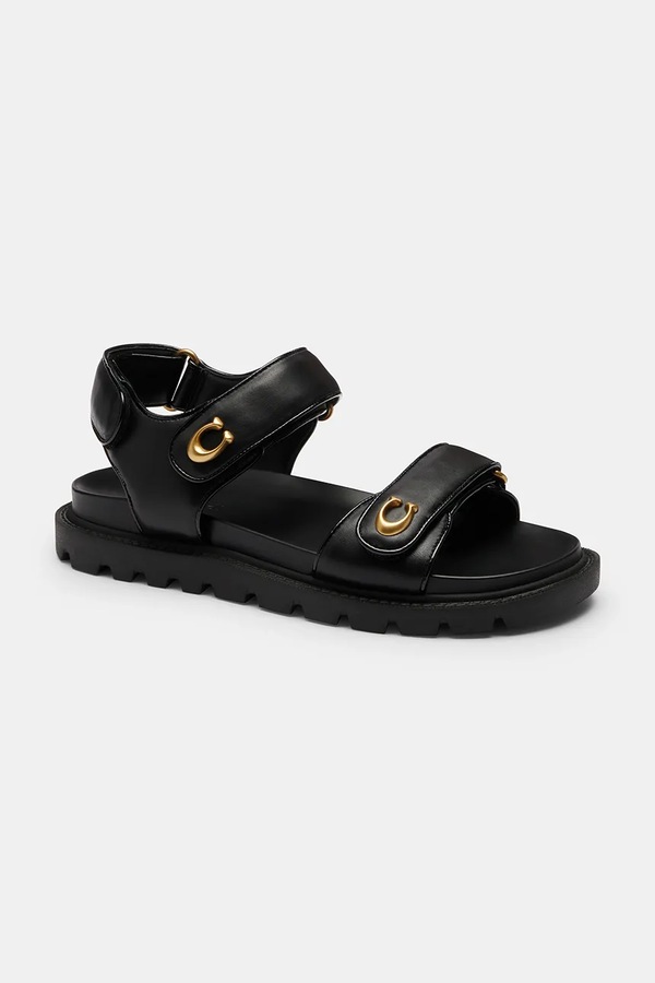 Босоніжки жіночі шкіряні Coach Brynn Leather Sandal колір чорний