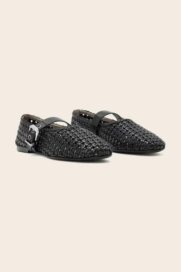 Балетки кожаные AllSaints Sabine Woven Flat цвет черный