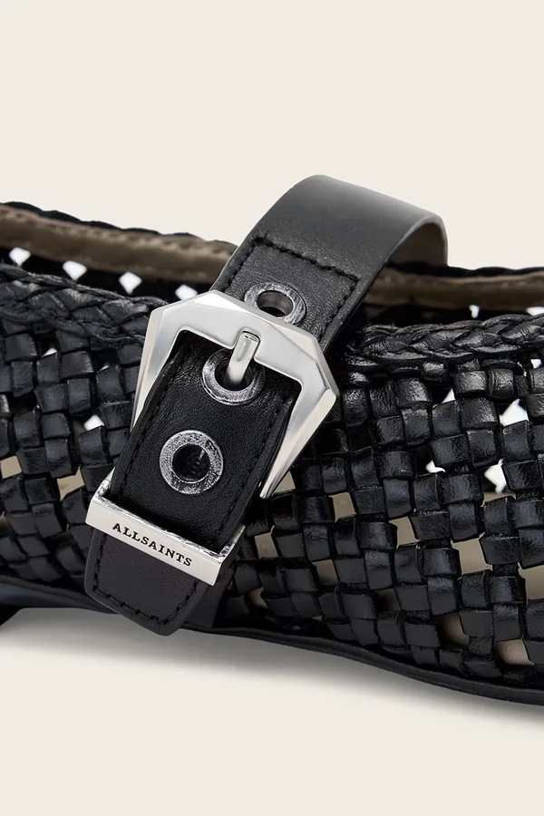Балетки шкіряні AllSaints Sabine Woven Flat колір чорний фото 4