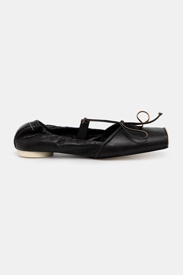 Балетки шкіряні MM6 Maison Margiela колір чорний