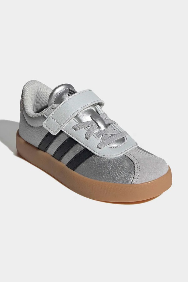 Детские кожаные кроссовки adidas VL COURT 3.0 цвет серебряный