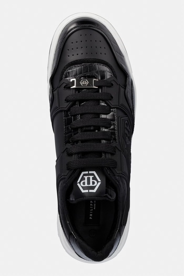 Шкіряні кросівки Philipp Plein Low-Top Moonwalker колір чорний фото 3