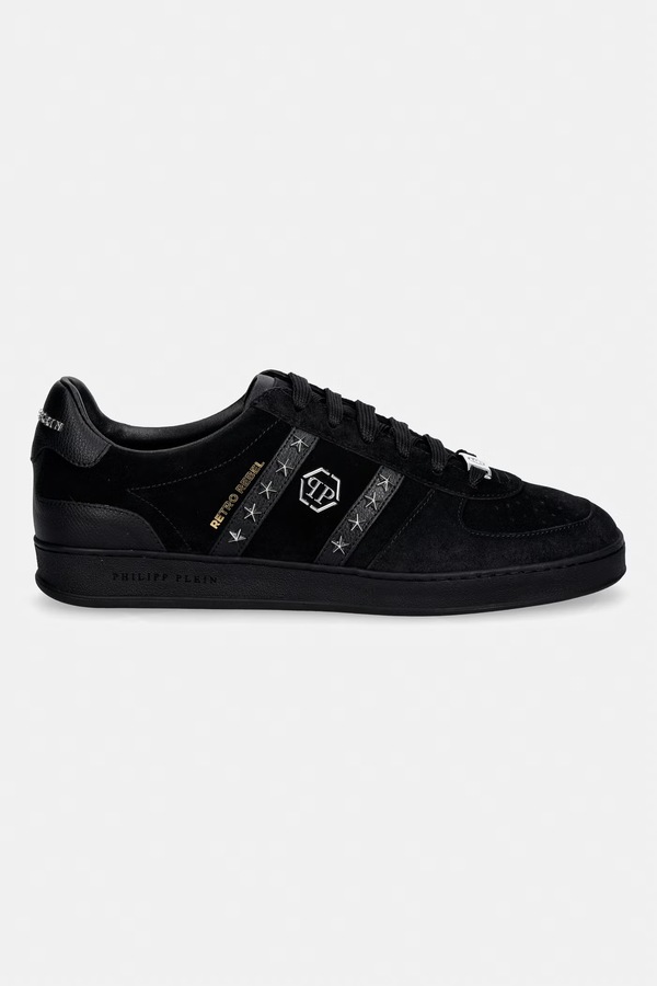 Замшеві кросівки Philipp Plein Low-Top Retro Rebel колір чорний