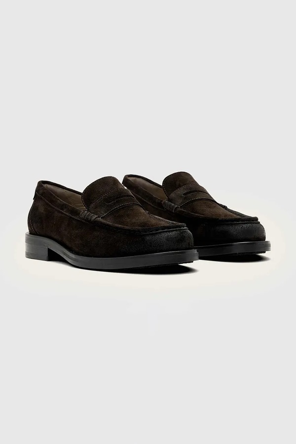 Замшеві мокасини AllSaints Bloom Suede Loafer колір коричневий