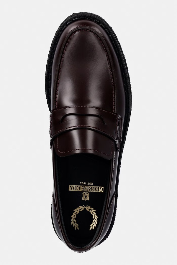 Шкіряні мокасини Fred Perry колір бордовий фото 4