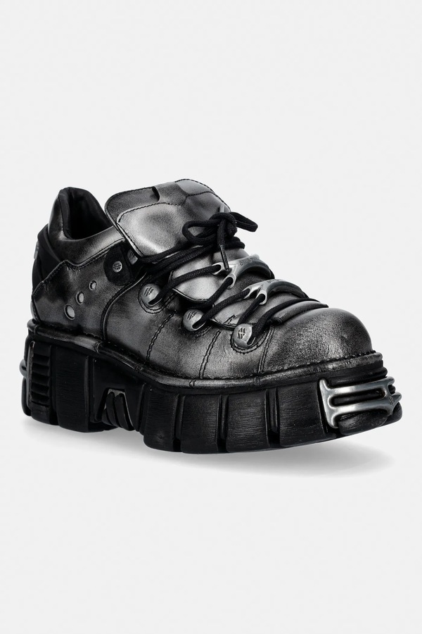 Шкіряні туфлі New Rock PULIK ACERO, TOWER NEGRO ACERO + lateral + колір сірий