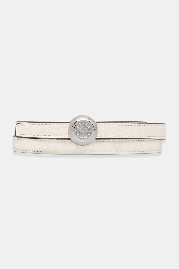 Шкіряний ремінь Tory Burch Romy Reversible колір білий фото 2