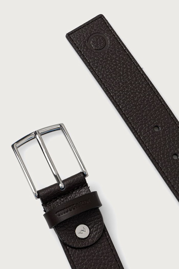 Ремінь чоловічий шкіряний Trussardi колір коричневий