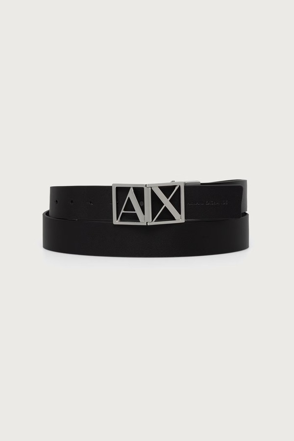 Двусторонний ремень мужской кожаный Armani Exchange цвет черный фото 2