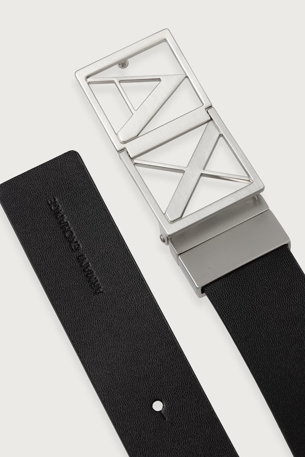 Двусторонний ремень мужской кожаный Armani Exchange цвет черный