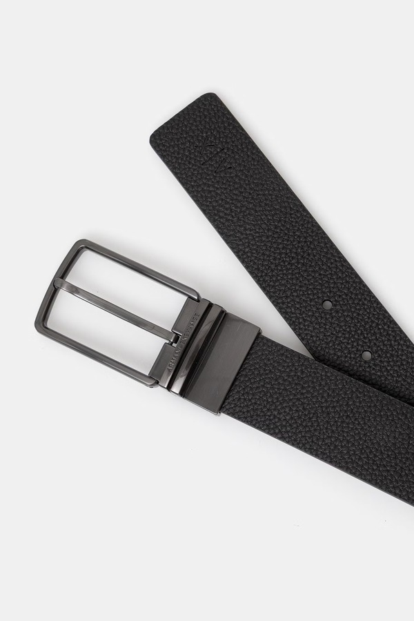 Ремінь чоловічий шкіряний Armani Exchange колір чорний