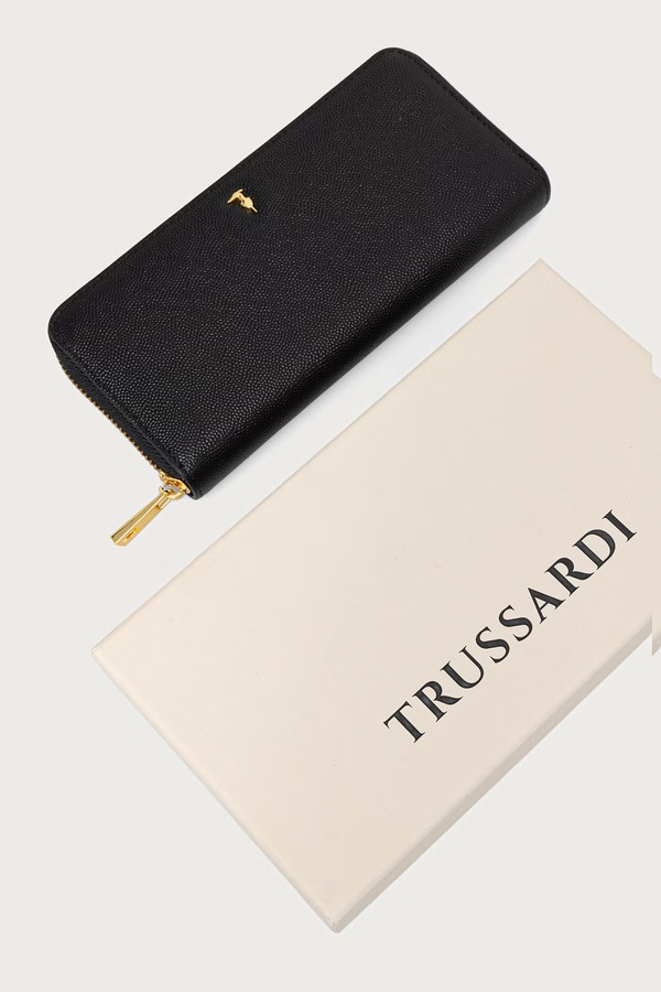 Гаманець жіночий шкіряний Trussardi колір чорний фото 4