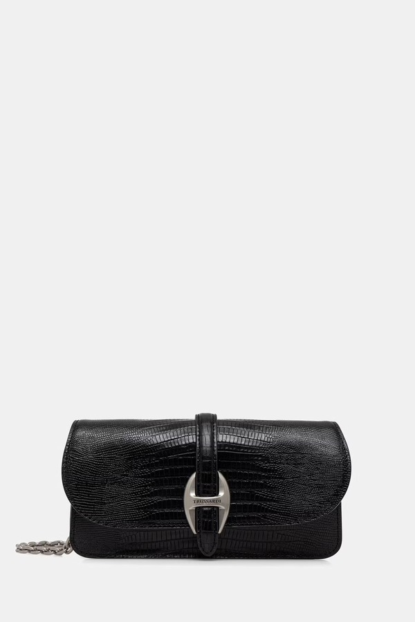 Шкіряний гаманець Trussardi колір чорний