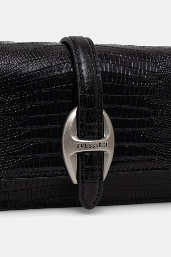Шкіряний гаманець Trussardi колір чорний фото 4