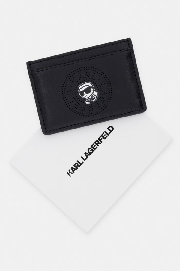 Чохол для карток жіночий шкіряний Karl Lagerfeld IKON колір чорний фото 4